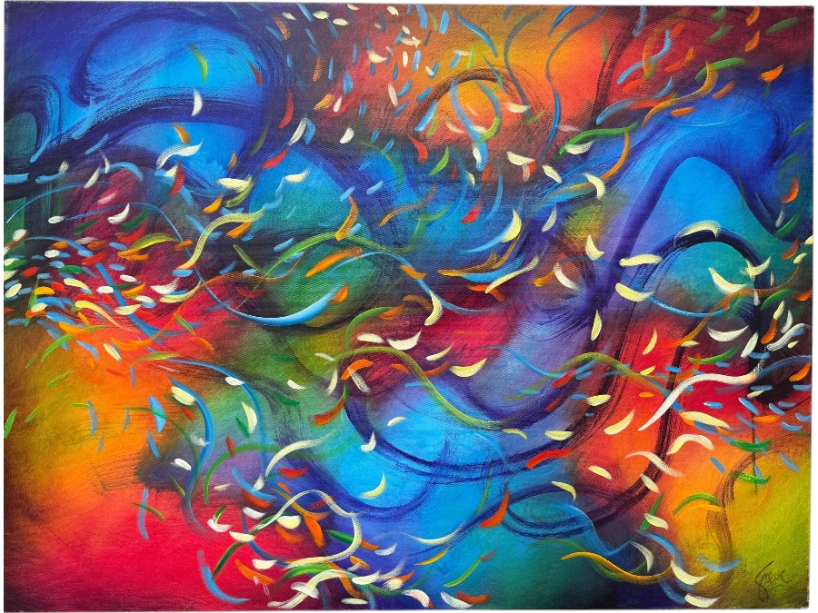 Gerrit Greve (1948-2024, Cardiff by the Sea, CA) Original Acrylic Painting On Canvas Titled 'Wonderment 10' 2016 Signed Lower Right And Verso 40 X 30 Estimate $1,200 - $1,500