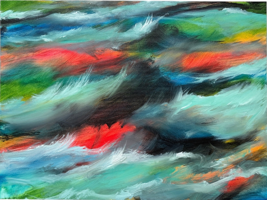 Gerrit Greve (1948-2024, Cardiff by the Sea, CA) Original Acrylic Painting On Canvas Titled 'Painted Ocean' 2015 Signed Verso 40 X 30 Estimate $1,200 - $1,500
