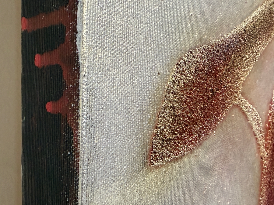 Gerrit Greve (1948-2024, Cardiff by the Sea, CA) Original Acrylic And Sand Painting On Canvas Titled 'Celebration Of Language' 2006 Signed Verso 36 X 48 Estimate $1,700 - $2,200 [Photo 4]