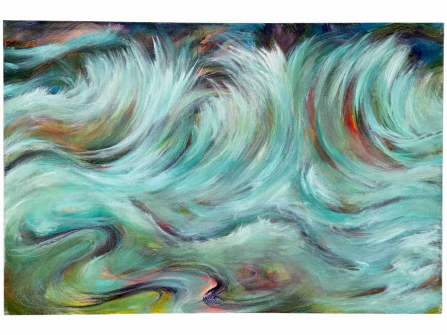 Gerrit Greve (1948-2024, Cardiff by the Sea, CA) Original Acrylic Painting On Canvas Titled 'Tumultuous Surf' 2018 Signed Verso 36 X 24 Estimate $900 - $1,100 [Photo 10]