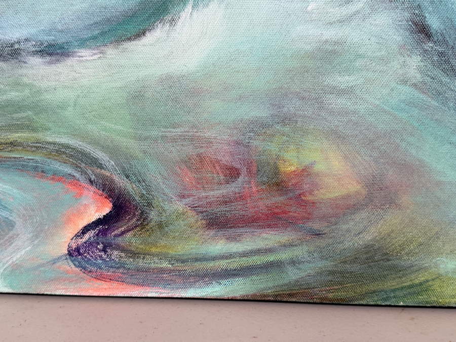 Gerrit Greve (1948-2024, Cardiff by the Sea, CA) Original Acrylic Painting On Canvas Titled 'Tumultuous Surf' 2018 Signed Verso 36 X 24 Estimate $900 - $1,100 [Photo 3]