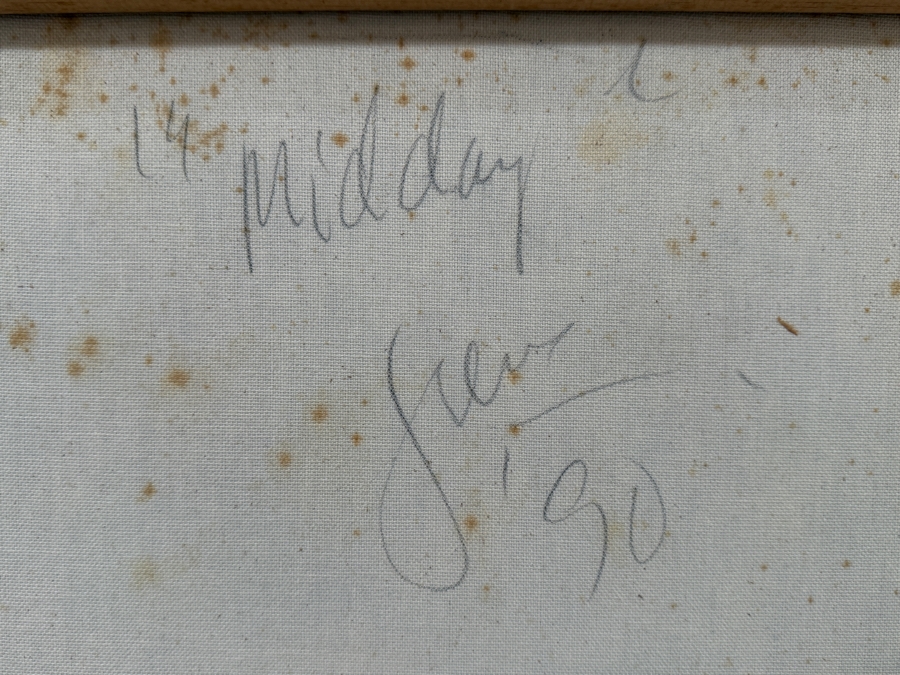 Gerrit Greve (1948-2024, Cardiff by the Sea, CA) Original Acrylic Painting On Canvas Titled 'Midday' 1990 Signed Lower Right And Verso 30 X 40 Estimate $1,200 - $1,500 [Photo 6]