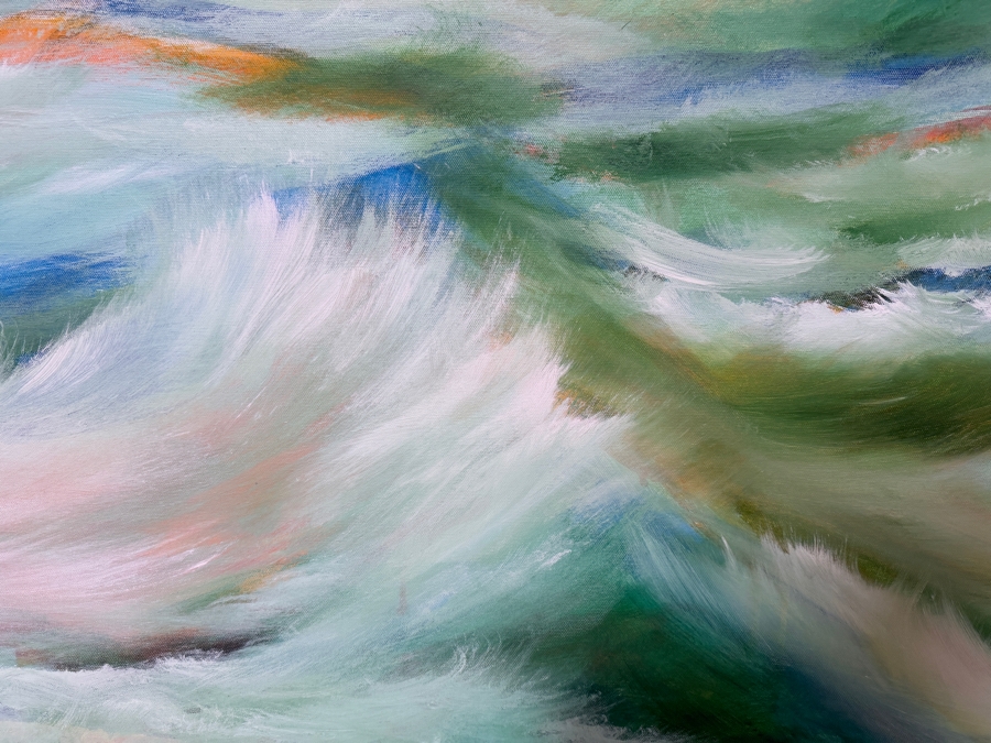 Gerrit Greve (1948-2024, Cardiff by the Sea, CA) Original Acrylic Painting On Canvas Titled 'January Ocean 6' 2015 Signed Verso 40 X 30 Estimate $1,200 - $1,500 [Photo 2]