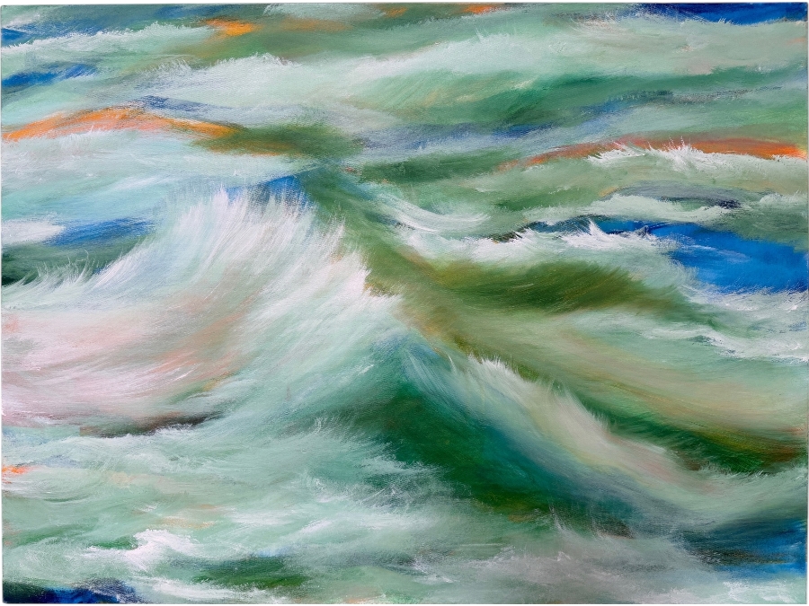 Gerrit Greve (1948-2024, Cardiff by the Sea, CA) Original Acrylic Painting On Canvas Titled 'January Ocean 6' 2015 Signed Verso 40 X 30 Estimate $1,200 - $1,500