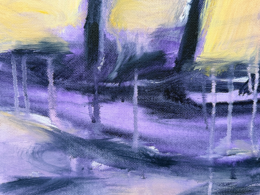 Gerrit Greve (1948-2024, Cardiff by the Sea, CA) Original Acrylic Painting On Canvas Titled 'Ships' 2023 Signed Verso 30 X 40 Estimate $1,200 - $1,500 [Photo 4]
