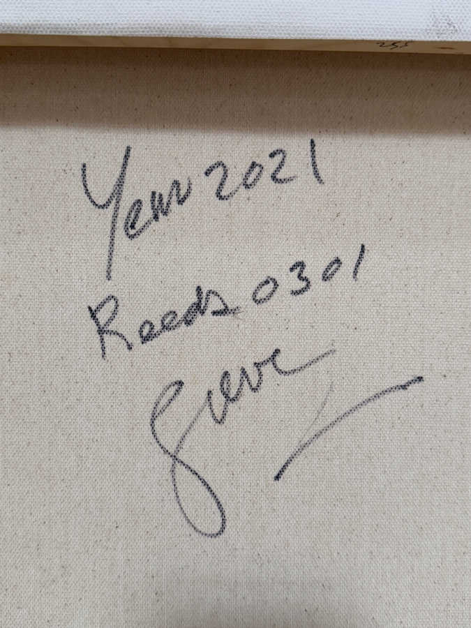 Gerrit Greve (1948-2024, Cardiff by the Sea, CA) Original Acrylic Painting On Canvas Titled 'Reeds 0301' 2021 Signed Verso 30 X 40 Estimate $1,200 - $1,500 [Photo 6]