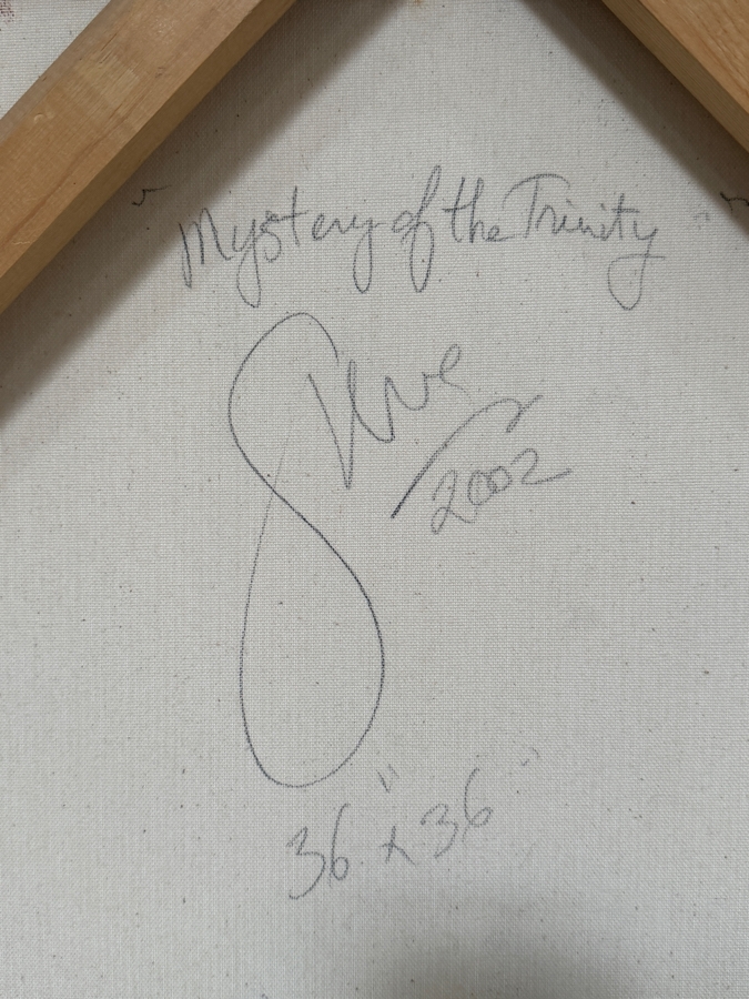 Gerrit Greve (1948-2024, Cardiff by the Sea, CA) Original Acrylic Painting On Canvas Titled 'Mystery Of The Trinity' 2002 Signed Verso 36 X 36 Estimate $1,300 - $1,600 [Photo 8]