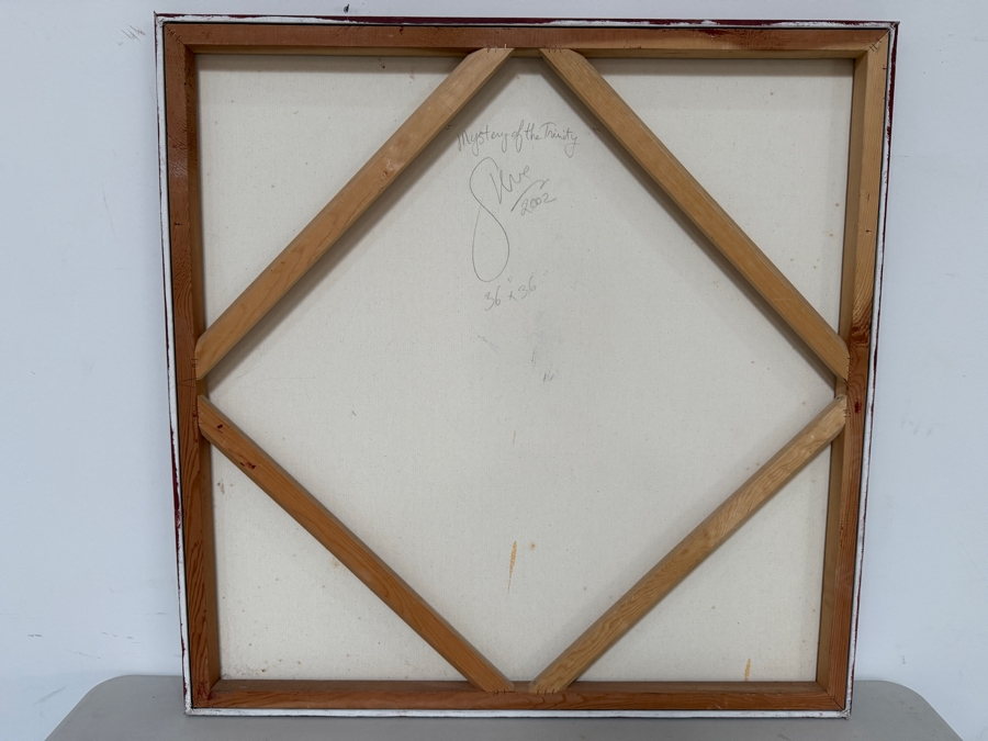 Gerrit Greve (1948-2024, Cardiff by the Sea, CA) Original Acrylic Painting On Canvas Titled 'Mystery Of The Trinity' 2002 Signed Verso 36 X 36 Estimate $1,300 - $1,600 [Photo 7]