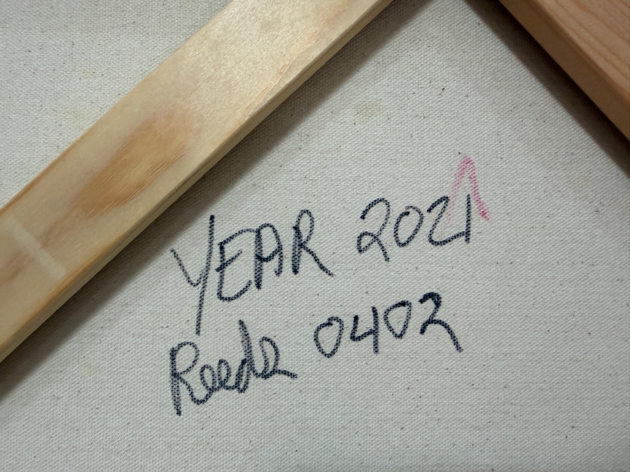 Gerrit Greve (1948-2024, Cardiff by the Sea, CA) Original Acrylic Painting On Canvas Titled 'Reeds 0402' 2021 Signed Lower Left And Verso 36 X 36 Estimate $1,300 - $1,600 [Photo 8]