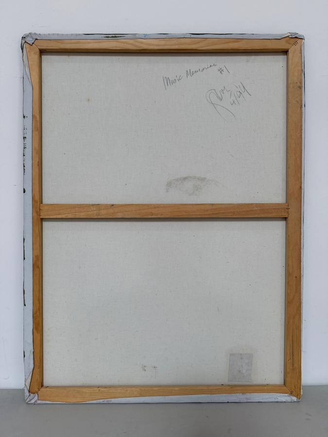 Gerrit Greve (1948-2024, Cardiff by the Sea, CA) Original Acrylic And Carbon Transfers Painting On Canvas Titled 'Music Memories #1' 1994 Signed Verso 30 X 40 Estimate $1,200 - $1,500 [Photo 8]