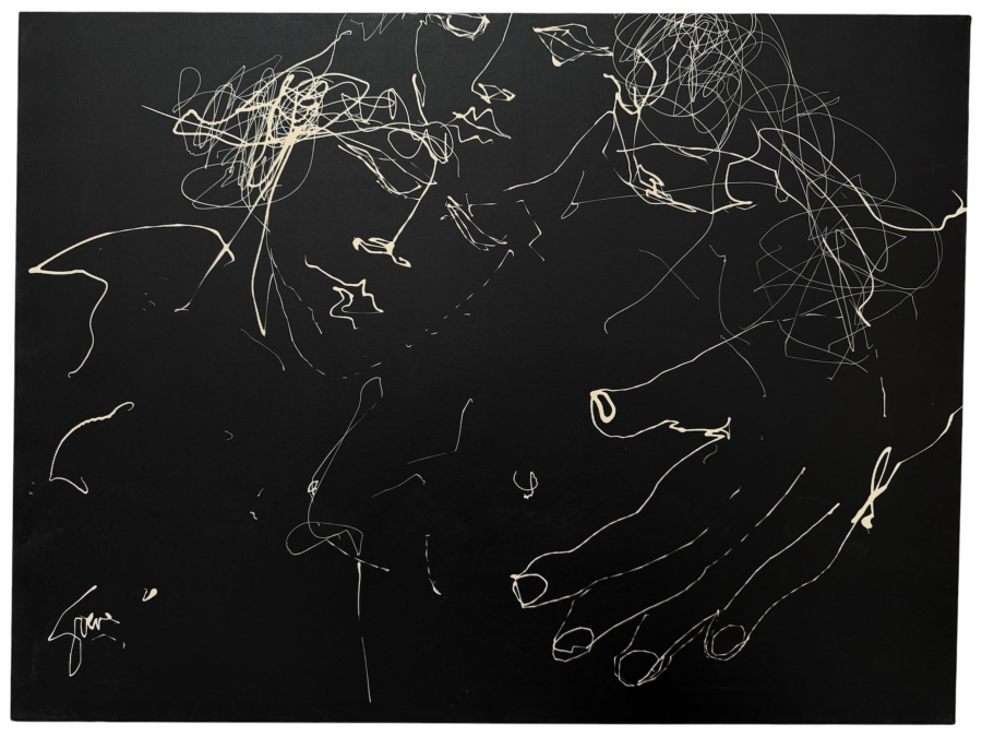 Gerrit Greve (1948-2024, Cardiff by the Sea, CA) Original Acrylic Drip Painting On Canvas Titled 'Engaging Ritual'  Signed Lower Left 40 X 30 Estimate $1,200 - $1,500