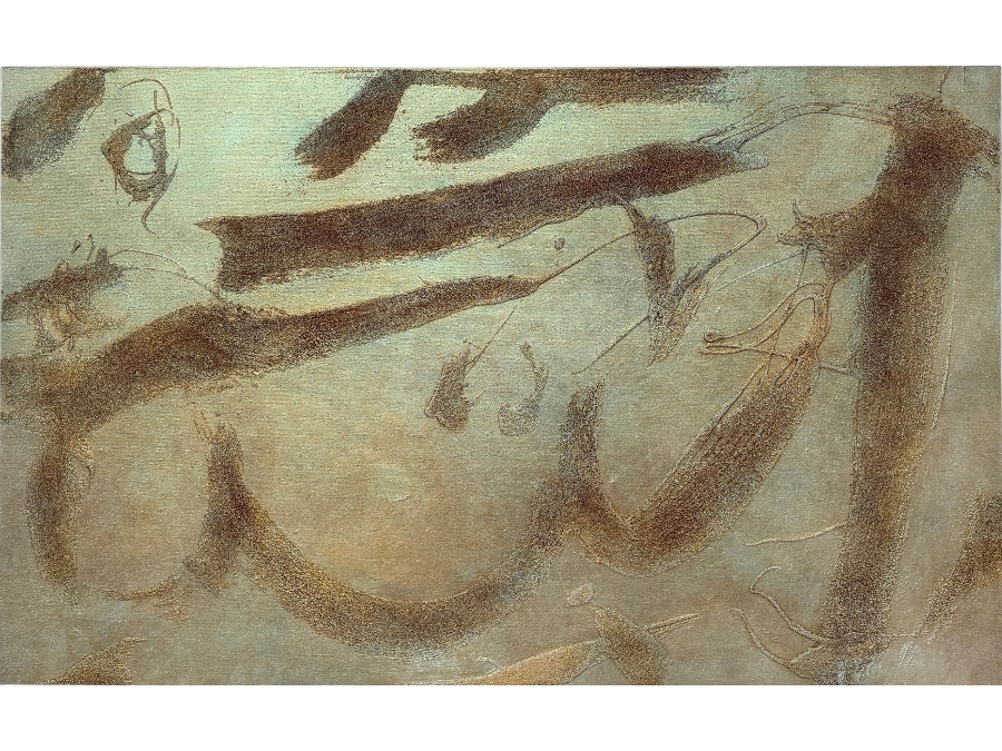 Gerrit Greve (1948-2024, Cardiff by the Sea, CA) Original Acrylic And Sand Painting On Canvas Titled 'God 02'  Signed Verso 48 X 30 Estimate $1,400 - $1,800
