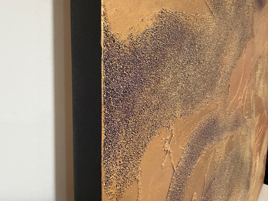 Gerrit Greve (1948-2024, Cardiff by the Sea, CA) Original Acrylic And Sand Painting On Canvas Titled 'Beast Fable' 1999 Signed Verso 48 X 48 Estimate $2,300 - $2,900 (Retails $4,800) [Photo 5]