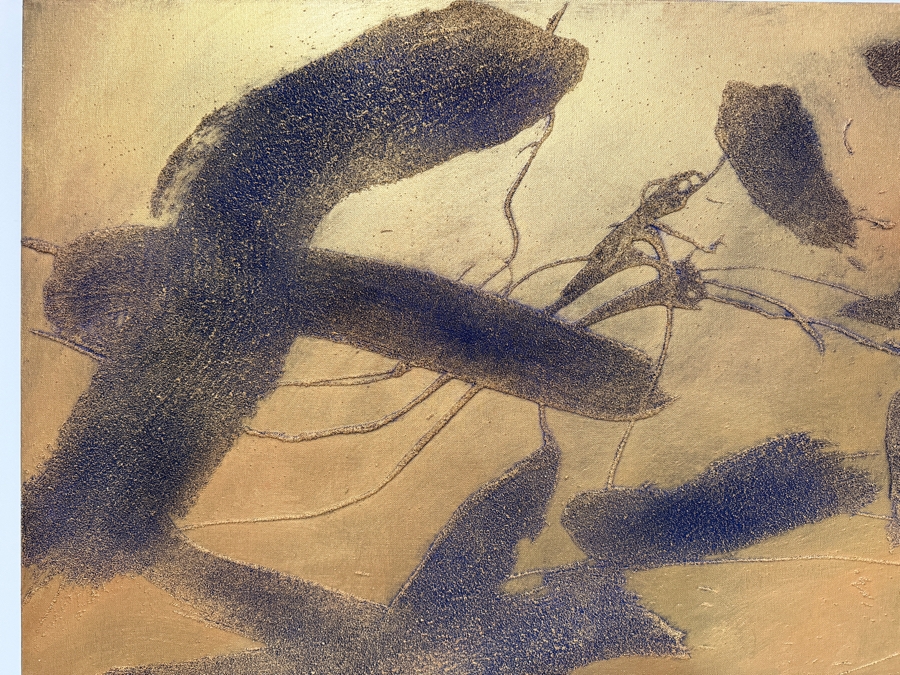 Gerrit Greve (1948-2024, Cardiff by the Sea, CA) Original Acrylic And Sand Painting On Canvas Titled 'Beast Fable' 1999 Signed Verso 48 X 48 Estimate $2,300 - $2,900 (Retails $4,800) [Photo 2]