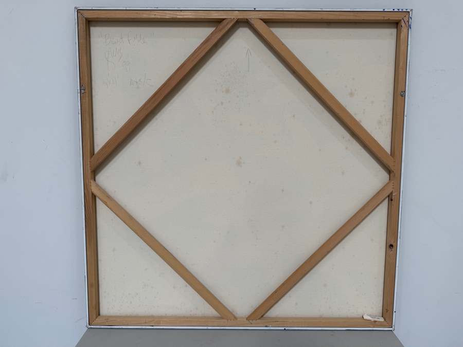 Gerrit Greve (1948-2024, Cardiff by the Sea, CA) Original Acrylic And Sand Painting On Canvas Titled 'Beast Fable' 1999 Signed Verso 48 X 48 Estimate $2,300 - $2,900 (Retails $4,800) [Photo 6]