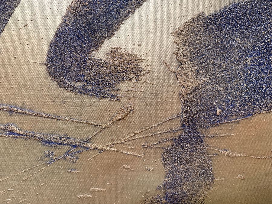 Gerrit Greve (1948-2024, Cardiff by the Sea, CA) Original Acrylic And Sand Painting On Canvas Titled 'Beast Fable' 1999 Signed Verso 48 X 48 Estimate $2,300 - $2,900 (Retails $4,800) [Photo 4]