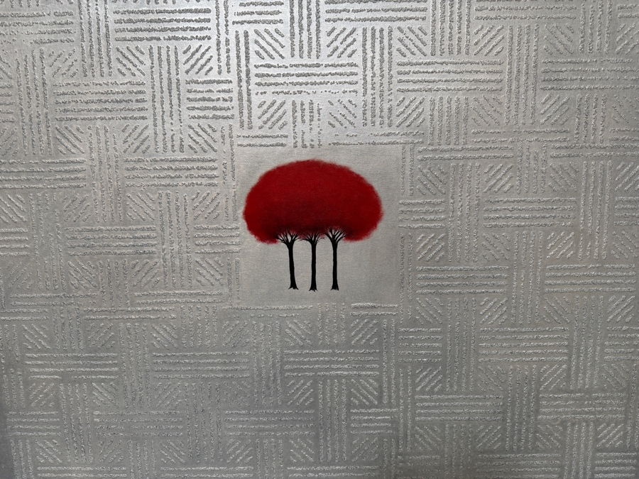 Gerrit Greve (1948-2024, Cardiff by the Sea, CA) Original Acrylic And Sand Painting On Canvas Titled 'Trinity On Silver' 2001 Signed Verso 48 X 48 Estimate $2,300 - $2,900 [Photo 2]