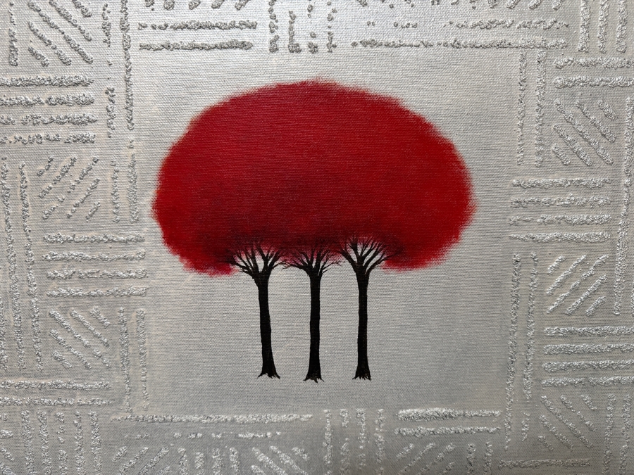 Gerrit Greve (1948-2024, Cardiff by the Sea, CA) Original Acrylic And Sand Painting On Canvas Titled 'Trinity On Silver' 2001 Signed Verso 48 X 48 Estimate $2,300 - $2,900 [Photo 3]