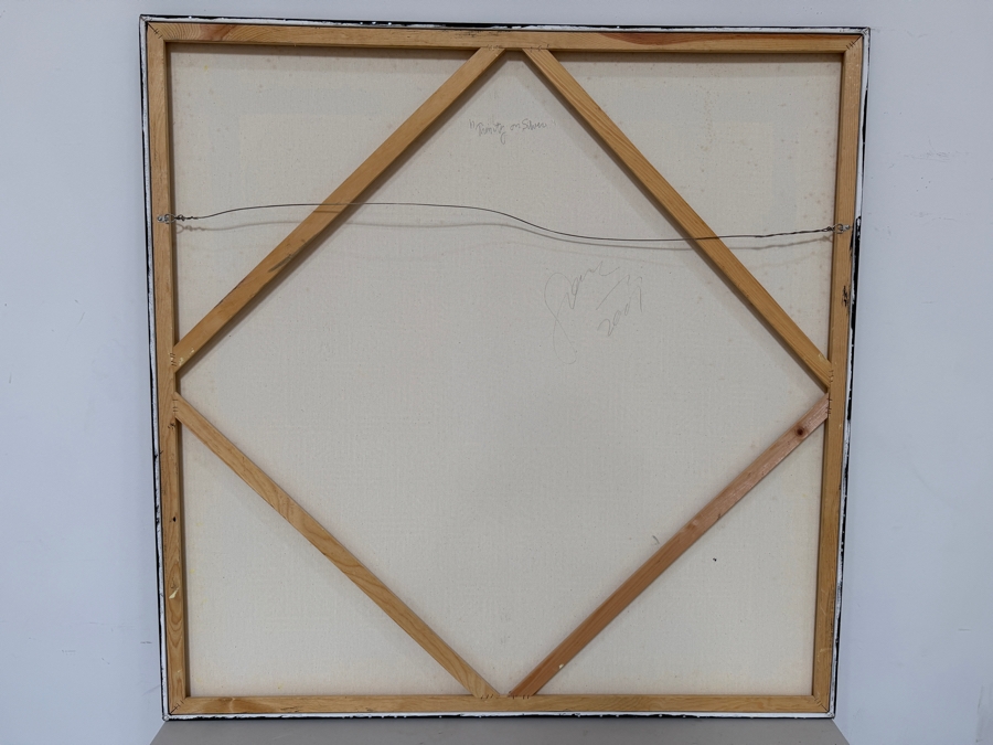 Gerrit Greve (1948-2024, Cardiff by the Sea, CA) Original Acrylic And Sand Painting On Canvas Titled 'Trinity On Silver' 2001 Signed Verso 48 X 48 Estimate $2,300 - $2,900 [Photo 7]