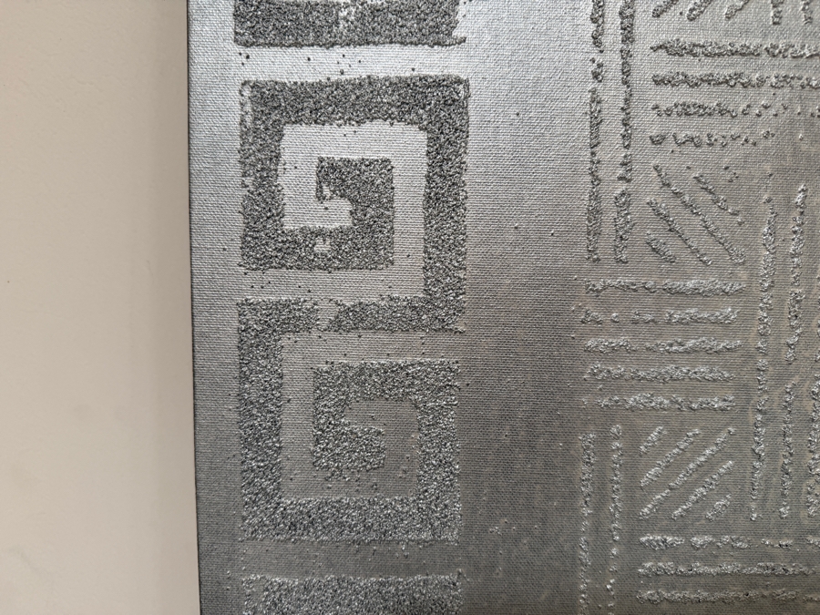 Gerrit Greve (1948-2024, Cardiff by the Sea, CA) Original Acrylic And Sand Painting On Canvas Titled 'Trinity On Silver' 2001 Signed Verso 48 X 48 Estimate $2,300 - $2,900 [Photo 5]