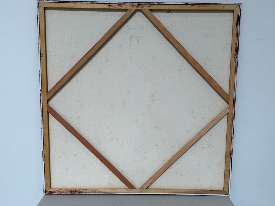 Gerrit Greve (1948-2024, Cardiff by the Sea, CA) Original Acrylic And Sand Painting On Canvas Titled 'Journey Icon' 2001 Signed Verso 48 X 48 Estimate $2,300 - $2,900 [Photo 7]
