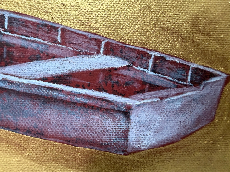 Gerrit Greve (1948-2024, Cardiff by the Sea, CA) Original Acrylic And Sand Painting On Canvas Titled 'Journey Icon' 2001 Signed Verso 48 X 48 Estimate $2,300 - $2,900 [Photo 3]