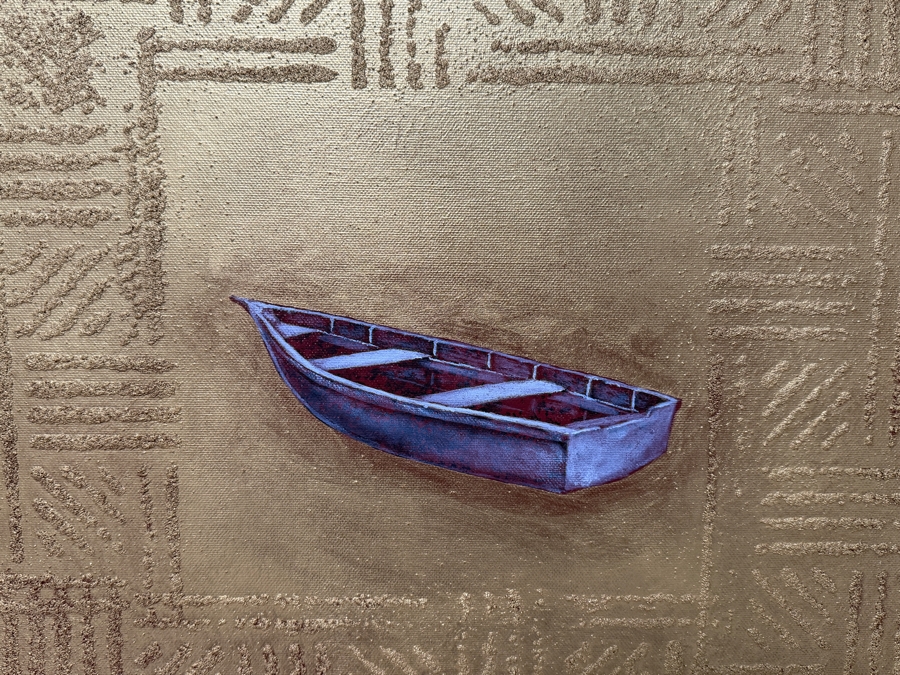 Gerrit Greve (1948-2024, Cardiff by the Sea, CA) Original Acrylic And Sand Painting On Canvas Titled 'Journey Icon' 2001 Signed Verso 48 X 48 Estimate $2,300 - $2,900 [Photo 4]