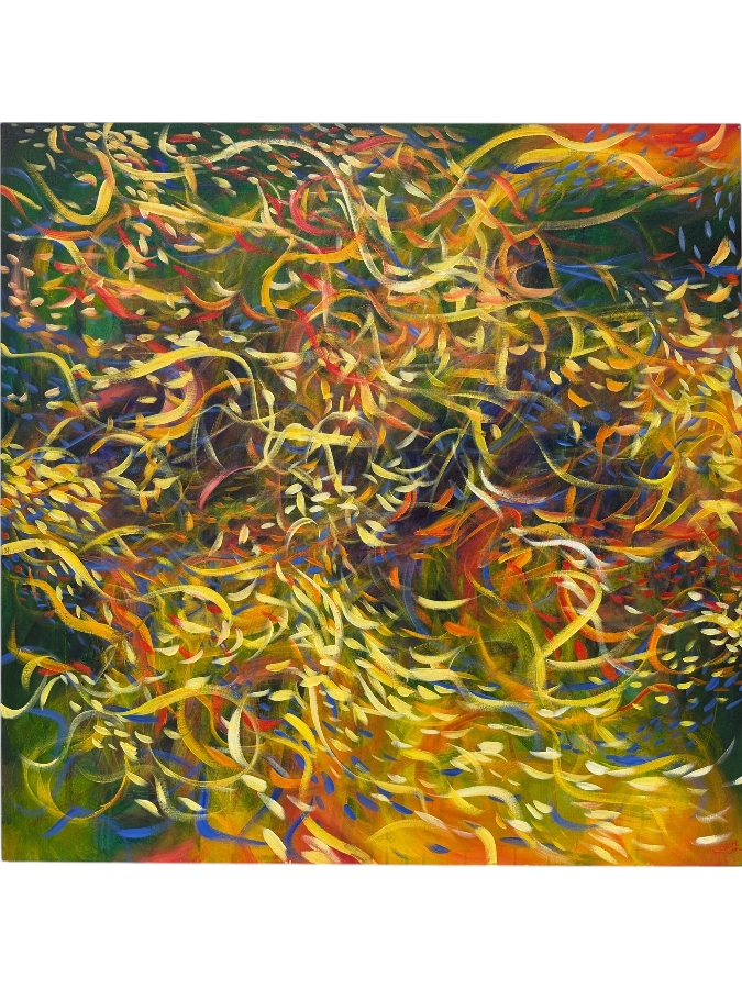 Gerrit Greve (1948-2024, Cardiff by the Sea, CA) Original Acrylic Painting On Canvas Titled 'Underwater Beauty' 2005 Signed Lower Right And Verso 48 X 48 Estimate $2,300 - $2,900