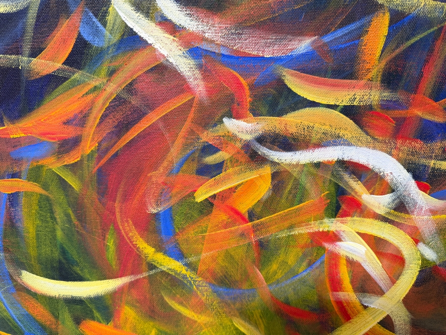 Gerrit Greve (1948-2024, Cardiff by the Sea, CA) Original Acrylic Painting On Canvas Titled 'Underwater Beauty' 2005 Signed Lower Right And Verso 48 X 48 Estimate $2,300 - $2,900 [Photo 3]