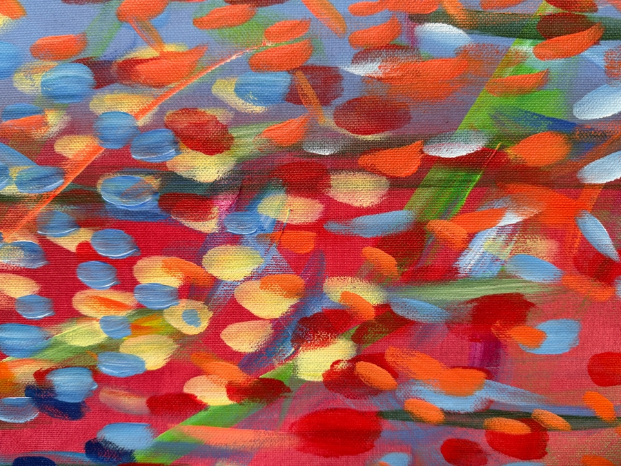 Gerrit Greve (1948-2024, Cardiff by the Sea, CA) Original Acrylic Painting On Canvas Titled 'Underwater Game' 1997 Signed Lower Right And Verso 48 X 48 Estimate $2,300 - $2,900 [Photo 3]