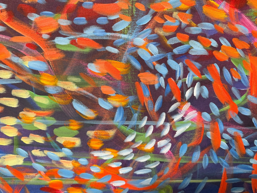 Gerrit Greve (1948-2024, Cardiff by the Sea, CA) Original Acrylic Painting On Canvas Titled 'Underwater Game' 1997 Signed Lower Right And Verso 48 X 48 Estimate $2,300 - $2,900 [Photo 2]
