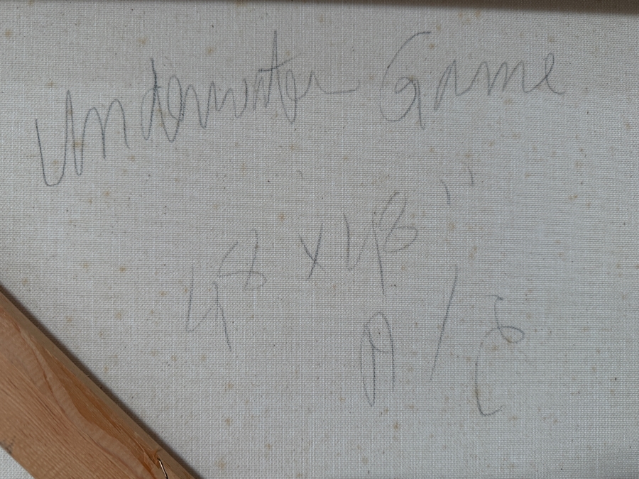 Gerrit Greve (1948-2024, Cardiff by the Sea, CA) Original Acrylic Painting On Canvas Titled 'Underwater Game' 1997 Signed Lower Right And Verso 48 X 48 Estimate $2,300 - $2,900 [Photo 7]
