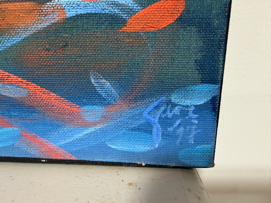 Gerrit Greve (1948-2024, Cardiff by the Sea, CA) Original Acrylic Painting On Canvas Titled 'Underwater Game' 1997 Signed Lower Right And Verso 48 X 48 Estimate $2,300 - $2,900 [Photo 4]