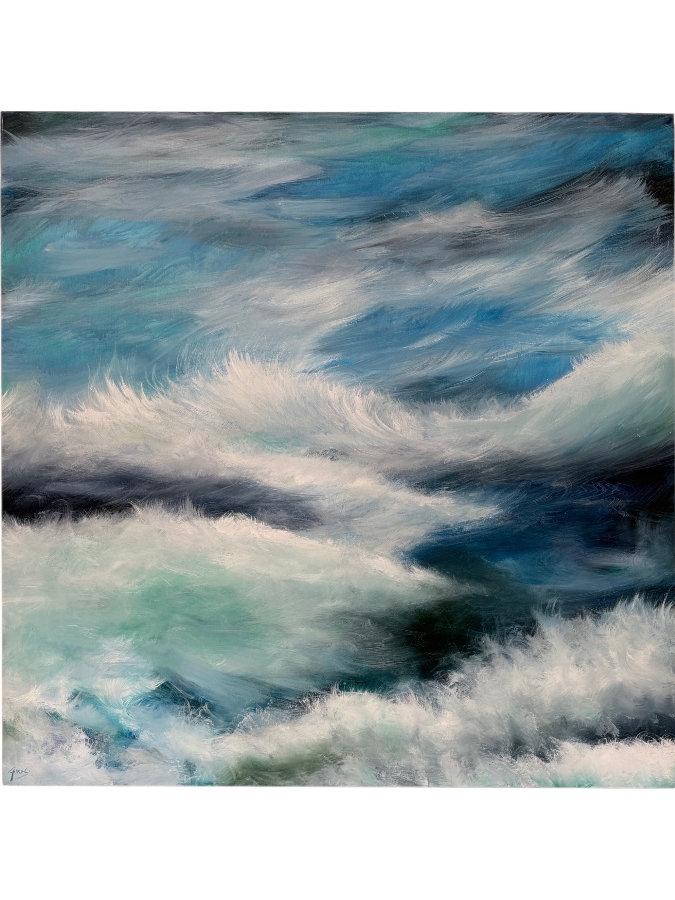 Gerrit Greve (1948-2024, Cardiff by the Sea, CA) Original Acrylic Painting On Canvas Titled 'Blue Ocean' 2005 Signed Lower Left And Verso 48 X 48 Estimate $2,300 - $2,900