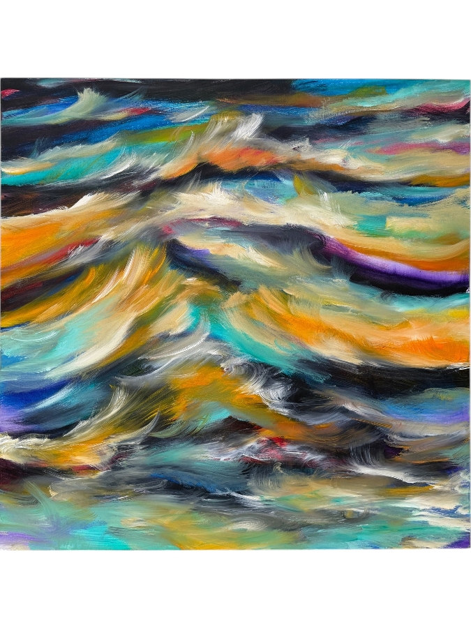Gerrit Greve (1948-2024, Cardiff by the Sea, CA) Original Acrylic Painting On Canvas Titled 'January Ocean' 2015 Signed Verso 48 X 48 Estimate $2,300 - $2,900
