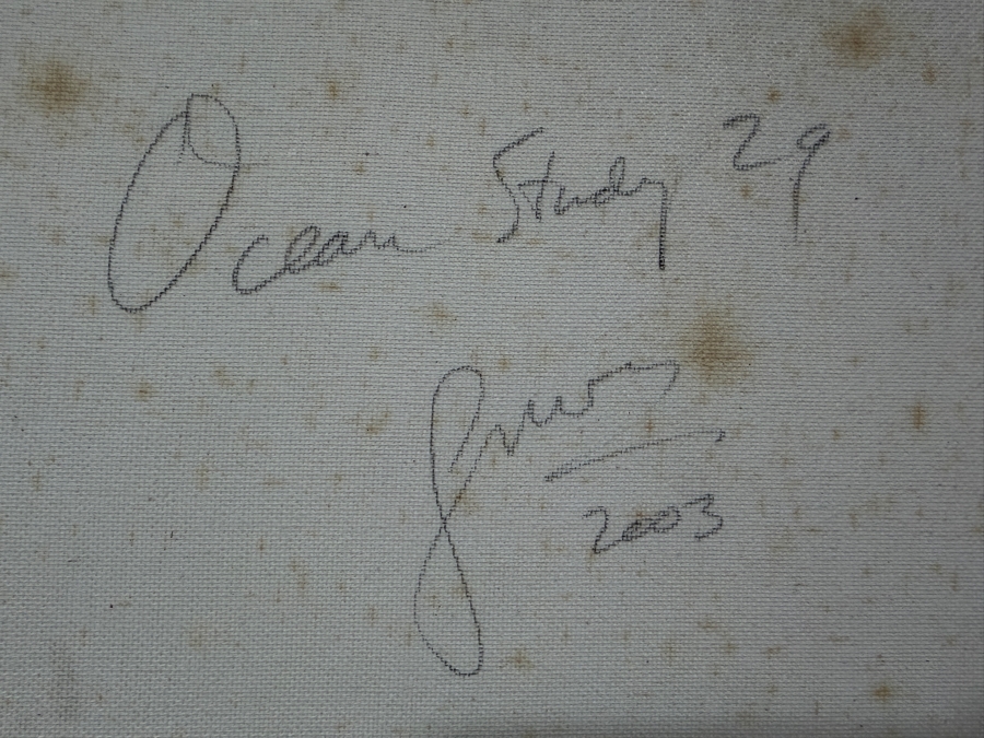 Gerrit Greve (1948-2024, Cardiff by the Sea, CA) Original Acrylic Painting On Canvas Titled 'Ocean Study 29' 2003 Signed Lower Left And Verso 20 X 16 Estimate $300 - $400 [Photo 6]