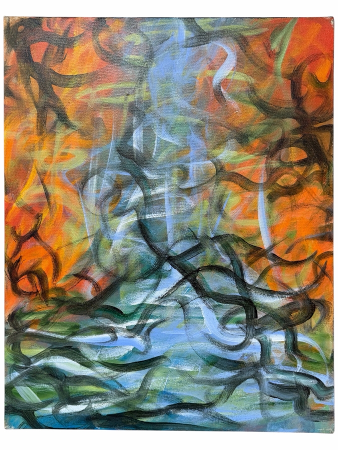 Gerrit Greve (1948-2024, Cardiff by the Sea, CA) Original Acrylic Painting On Canvas Titled '4'  Signed Verso 16 X 20 Estimate $300 - $400