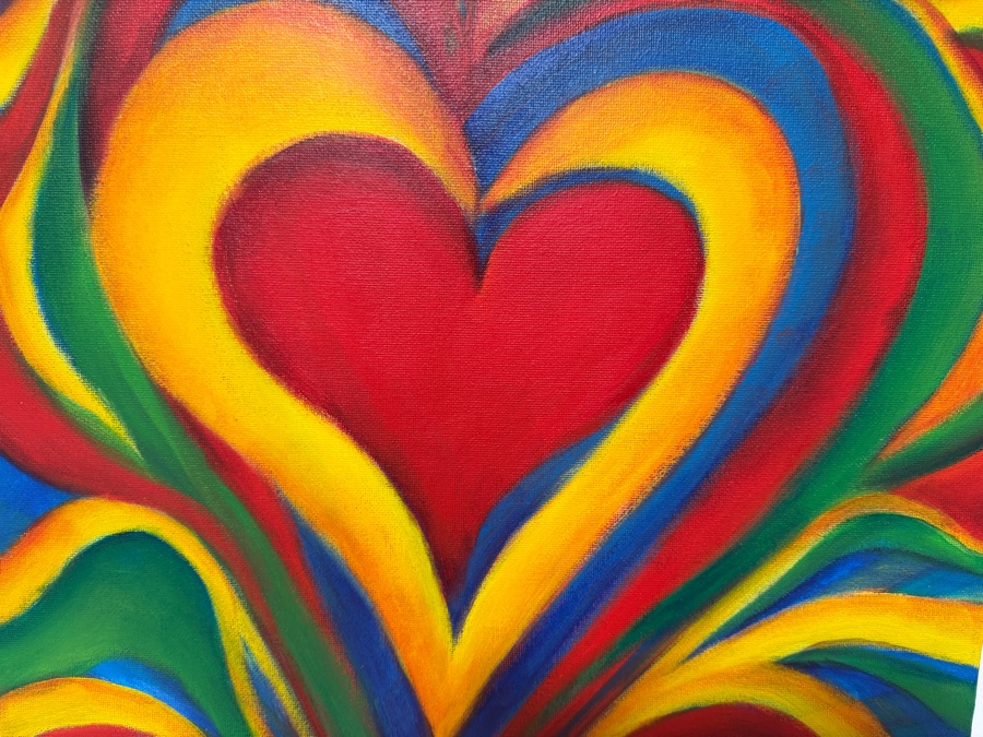 Gerrit Greve (1948-2024, Cardiff by the Sea, CA) Original Acrylic Painting On Canvas Titled 'Palm Heart 2' 2004 Signed Verso 16 X 20 Estimate $300 - $400 [Photo 2]