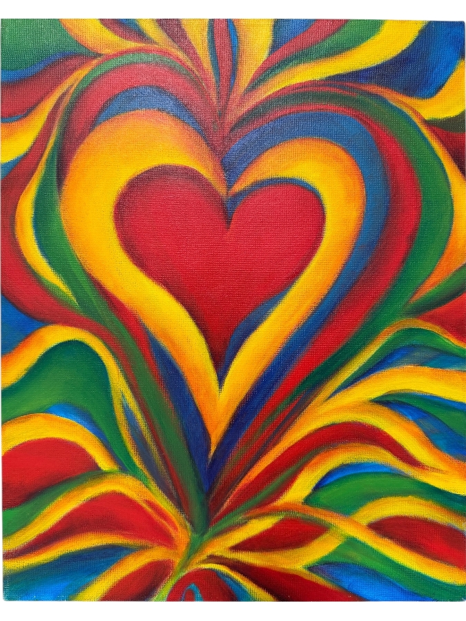 Gerrit Greve (1948-2024, Cardiff by the Sea, CA) Original Acrylic Painting On Canvas Titled 'Palm Heart 2' 2004 Signed Verso 16 X 20 Estimate $300 - $400