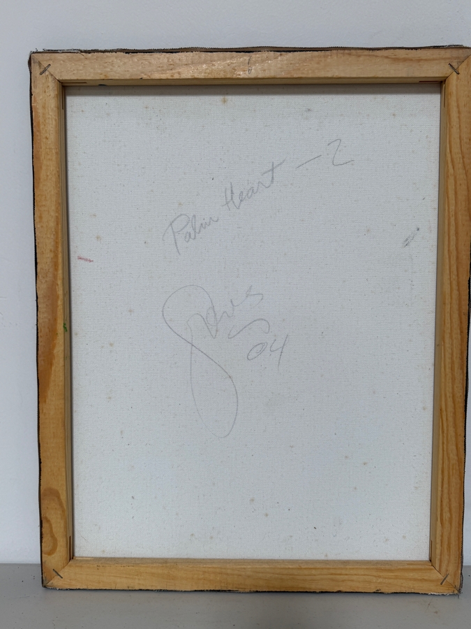 Gerrit Greve (1948-2024, Cardiff by the Sea, CA) Original Acrylic Painting On Canvas Titled 'Palm Heart 2' 2004 Signed Verso 16 X 20 Estimate $300 - $400 [Photo 4]