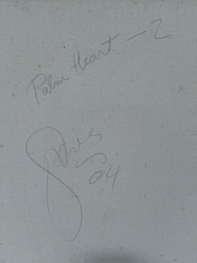 Gerrit Greve (1948-2024, Cardiff by the Sea, CA) Original Acrylic Painting On Canvas Titled 'Palm Heart 2' 2004 Signed Verso 16 X 20 Estimate $300 - $400 [Photo 5]