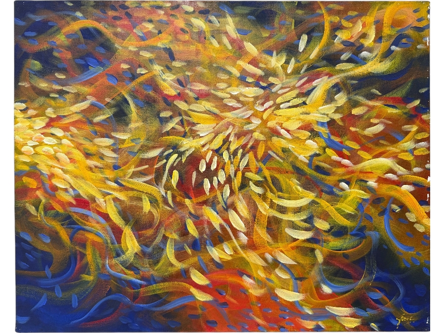 Gerrit Greve (1948-2024, Cardiff by the Sea, CA) Original Acrylic Painting On Canvas Titled 'Sea Dragon Study 5' 2005 Signed Lower Right And Verso 20 X 16 Estimate $300 - $400