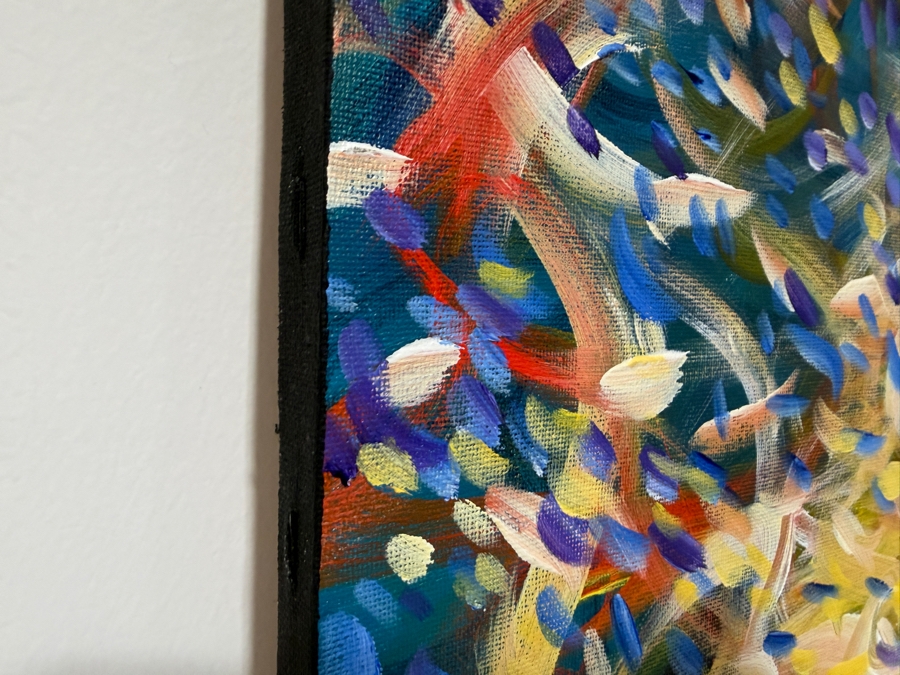 Gerrit Greve (1948-2024, Cardiff by the Sea, CA) Original Acrylic Painting On Canvas Titled '9' 2003 Signed Verso 16 X 20 Estimate $300 - $400 [Photo 4]