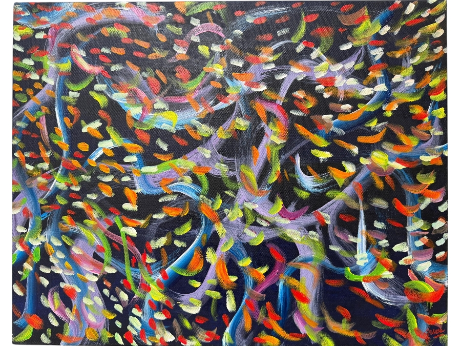 Gerrit Greve (1948-2024, Cardiff by the Sea, CA) Original Acrylic Painting On Canvas Titled 'Underwater Darkness'  Signed Lower Right And Verso 20 X 16 Estimate $300 - $400