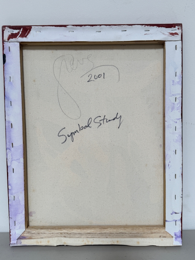 Gerrit Greve (1948-2024, Cardiff by the Sea, CA) Original Acrylic And Sand Painting On Canvas Titled 'Symbol Study' 2001 Signed Verso 16 X 20 Estimate $300 - $400 [Photo 4]