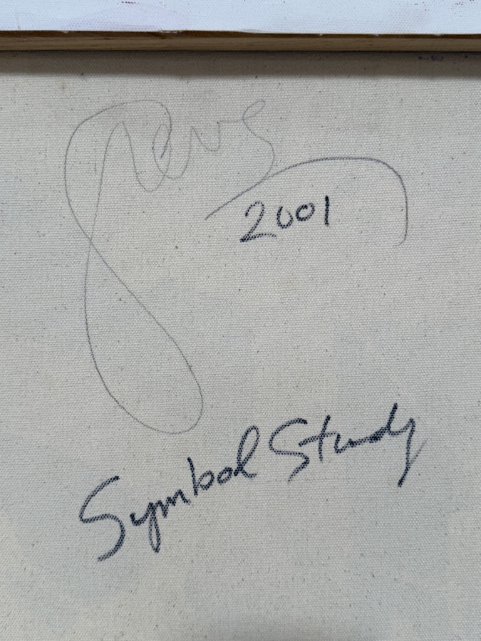 Gerrit Greve (1948-2024, Cardiff by the Sea, CA) Original Acrylic And Sand Painting On Canvas Titled 'Symbol Study' 2001 Signed Verso 16 X 20 Estimate $300 - $400 [Photo 5]