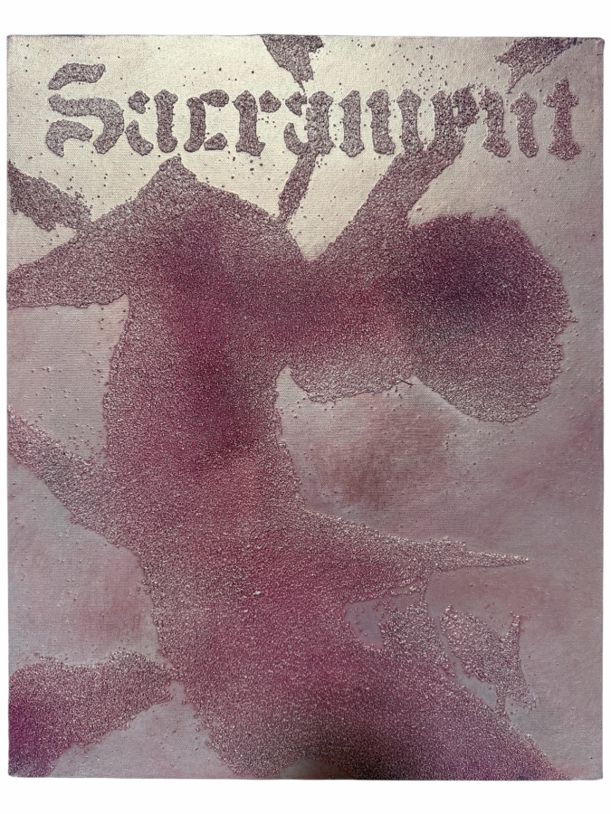 Gerrit Greve (1948-2024, Cardiff by the Sea, CA) Original Acrylic And Sand Painting On Canvas Titled 'Sacrament'   16 X 20 Estimate $300 - $400