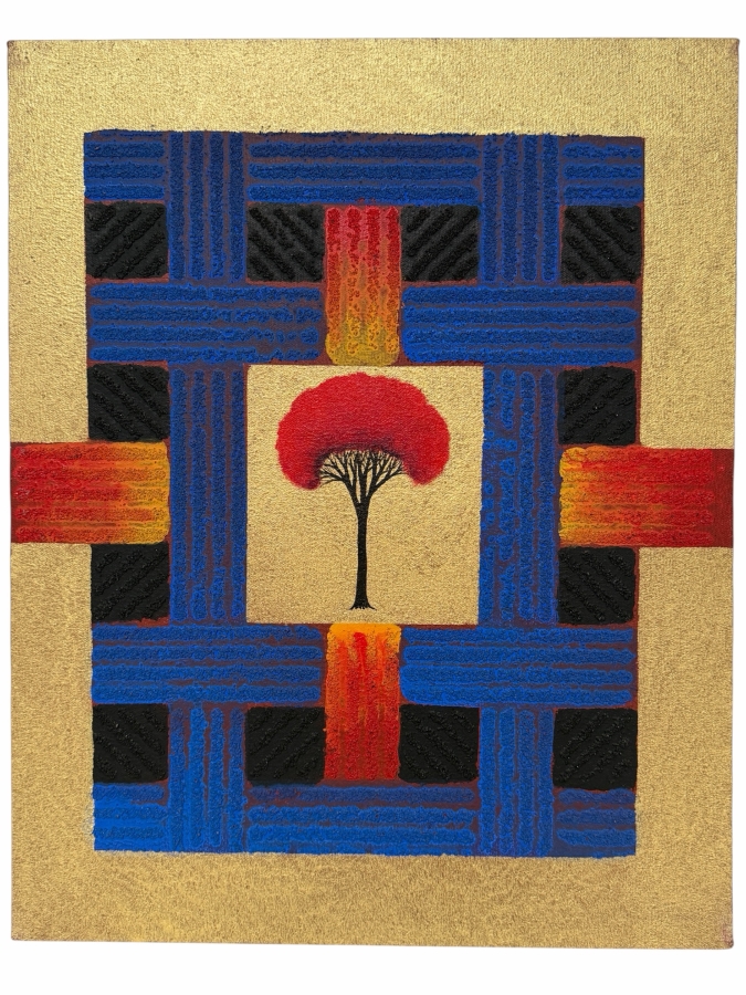 Gerrit Greve (1948-2024, Cardiff by the Sea, CA) Original Acrylic And Sand Painting On Canvas Titled 'Tree Relic 17' 2002 Signed Verso 16 X 20 Estimate $300 - $400