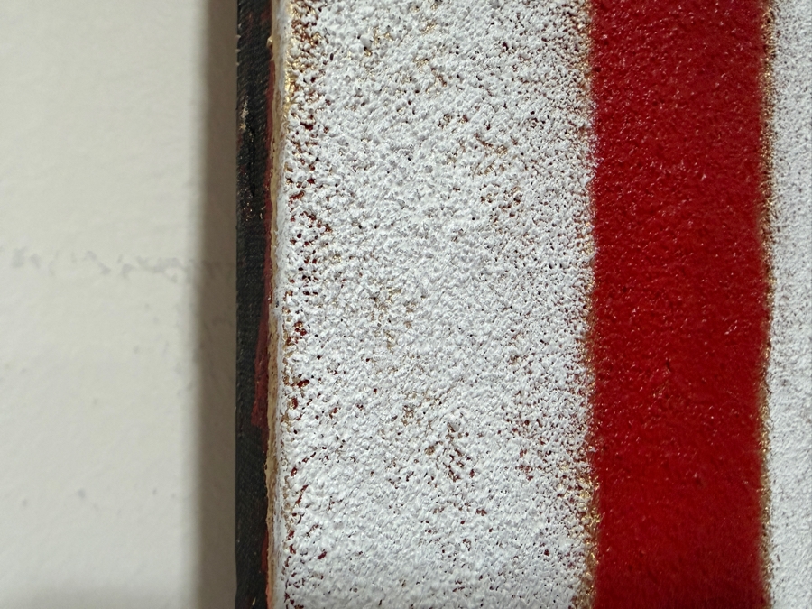 Gerrit Greve (1948-2024, Cardiff by the Sea, CA) Original Acrylic And Sand Painting On Canvas Titled 'American Shield' 2002 Signed Verso 20 X 24 Estimate $500 - $600 [Photo 4]