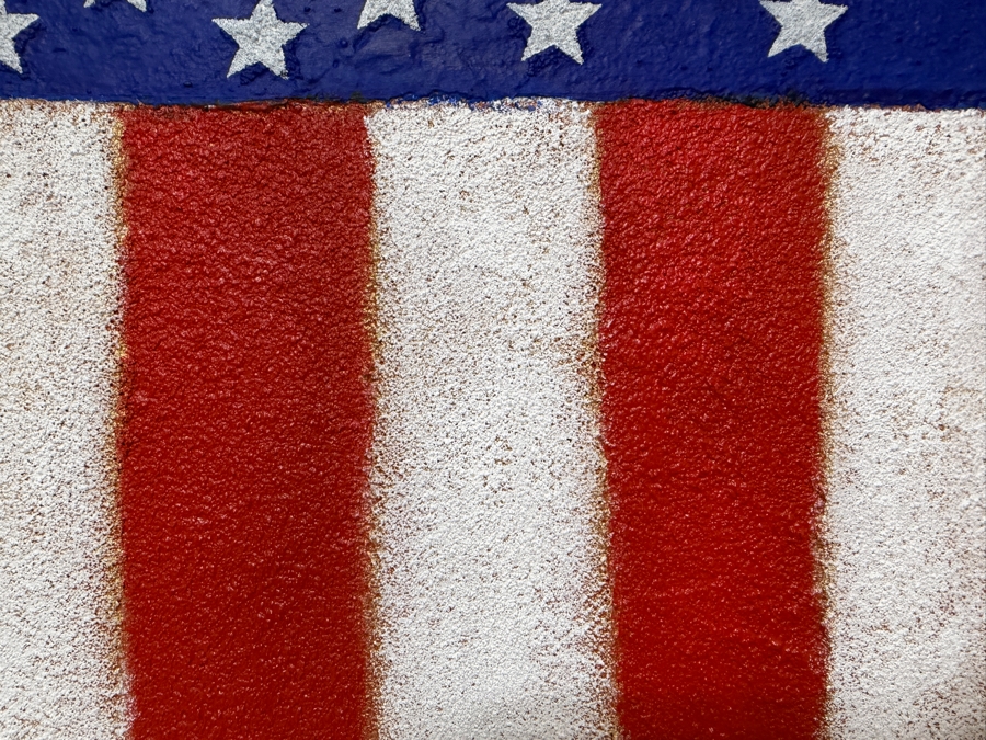 Gerrit Greve (1948-2024, Cardiff by the Sea, CA) Original Acrylic And Sand Painting On Canvas Titled 'American Shield' 2002 Signed Verso 20 X 24 Estimate $500 - $600 [Photo 2]